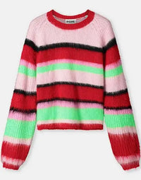 POM Amsterdam - Brushed Stripes Green Multi Knit Pullover