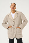 KAFFE - Berni Shearling  Jacket Feather Greige/Oat