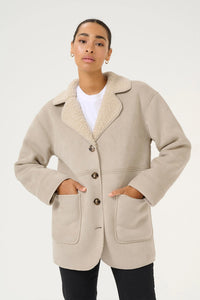 KAFFE - Berni Shearling  Jacket Feather Greige/Oat