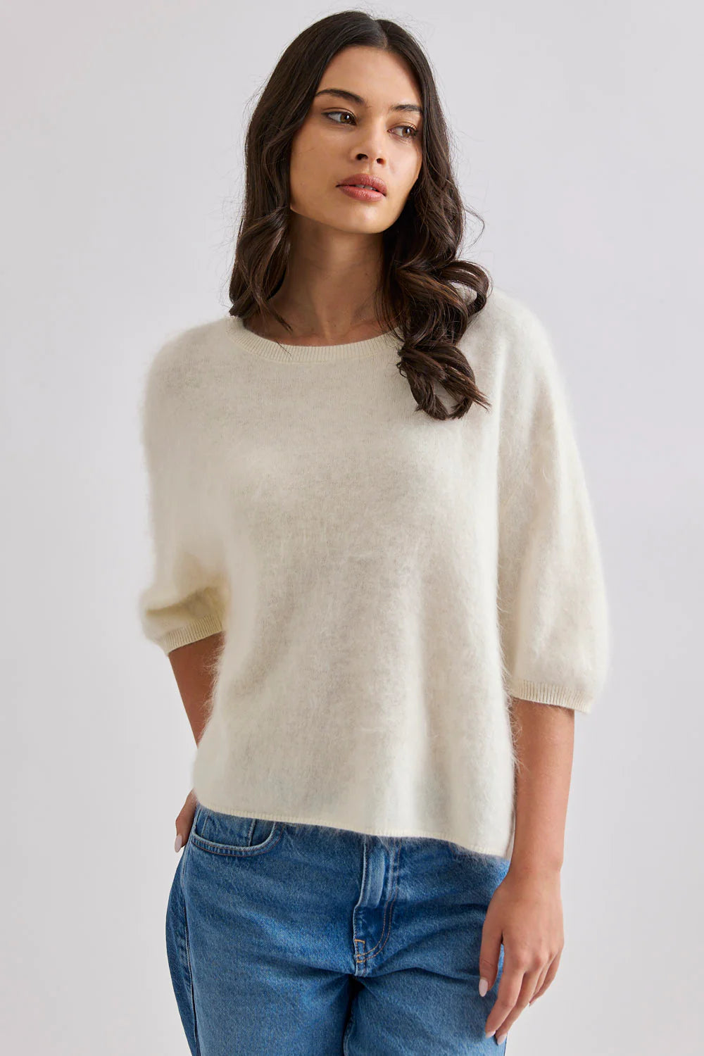 Mia Fratino - Eliza Brushed Tee Polar White