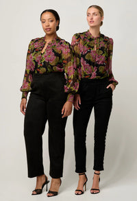 ONCE WAS - Estrella Viscose Chiffon Blouse in Winter Granadilla