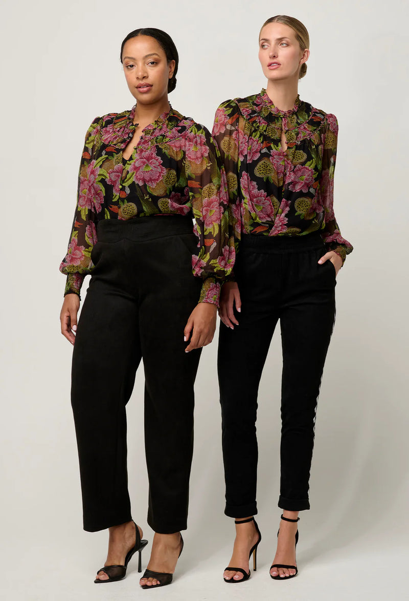 ONCE WAS - Estrella Viscose Chiffon Blouse in Winter Granadilla