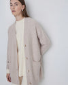 Yerse - Mid Length Cardigan Taupe Stone