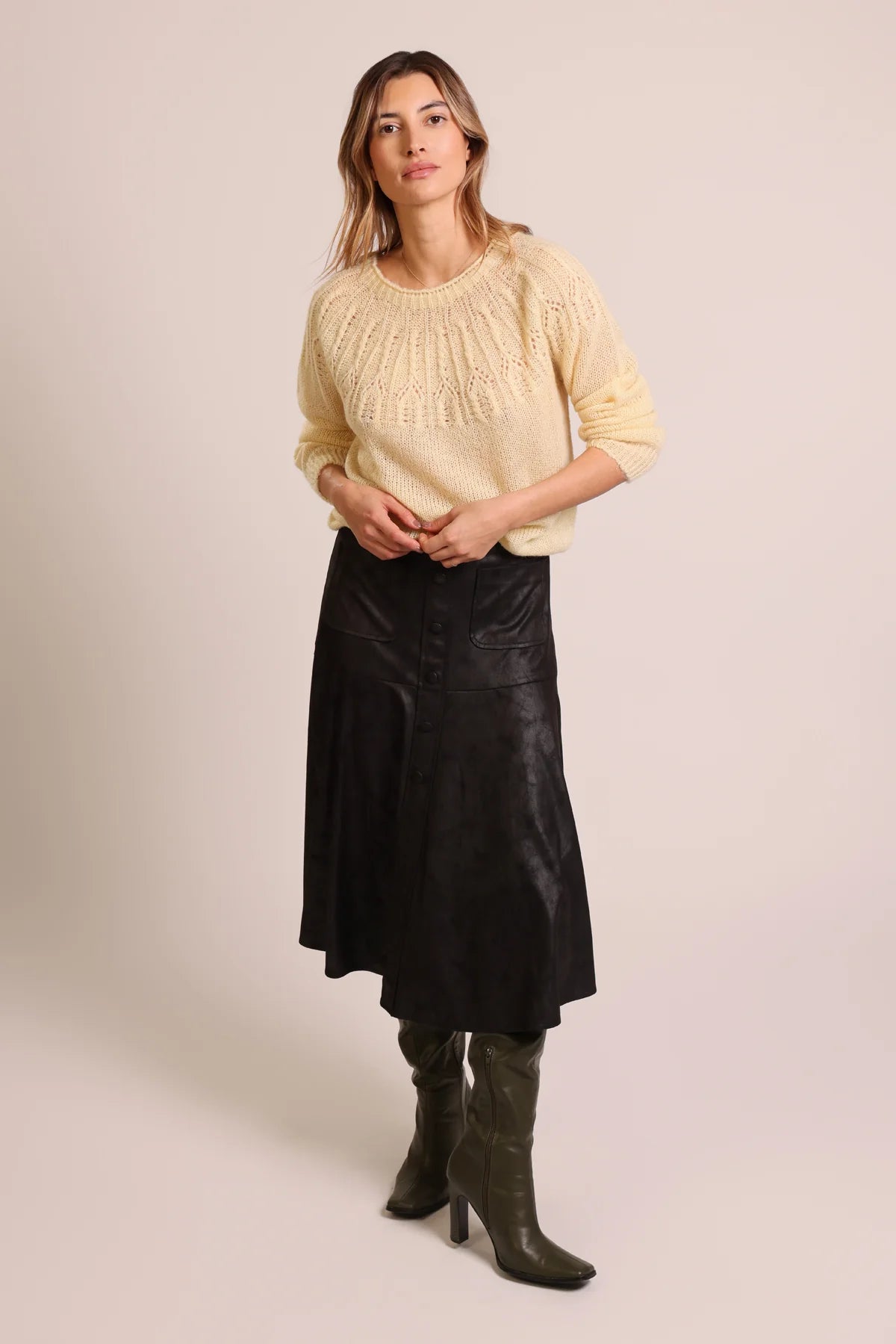 Traffic People - Rigg Suede Black Skirt