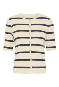 KAFFE - Morita Cardigan Silver White/Blue Stripe