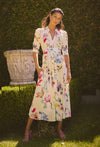 ONCE WAS - Xenia Yoke Linen Viscose Dress in Plume Blossom