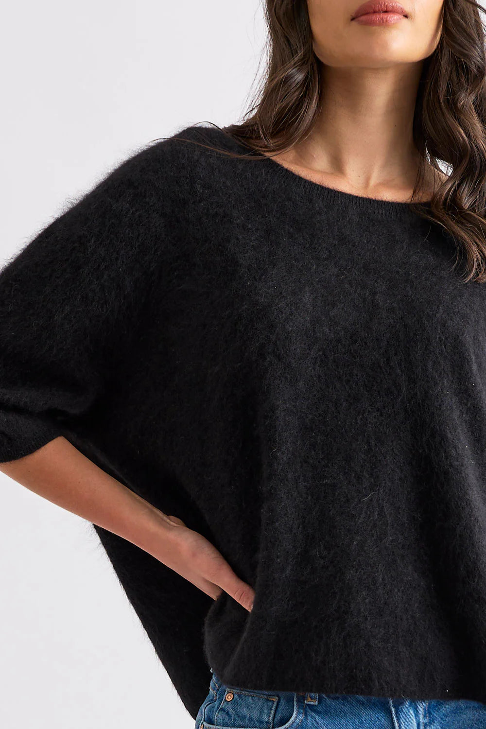 Mia Fratino - Eliza Brushed Tee Jet Black