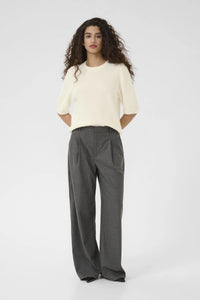 Gestuz - Alpha SS Crew Knit Top Ivory