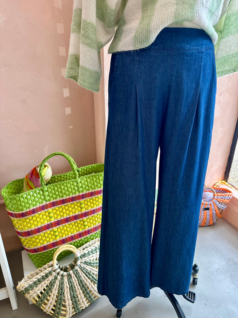 Blueberry Italia - Palazzo Trouser Dark Chambray