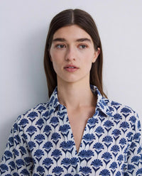 Yerse - Short Cotton Dress Blue Flowers