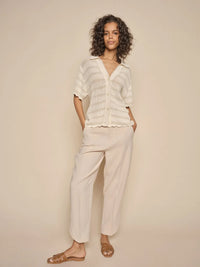 Mos Mosh - Une Knit Short Sleeve Cardigan Ecru