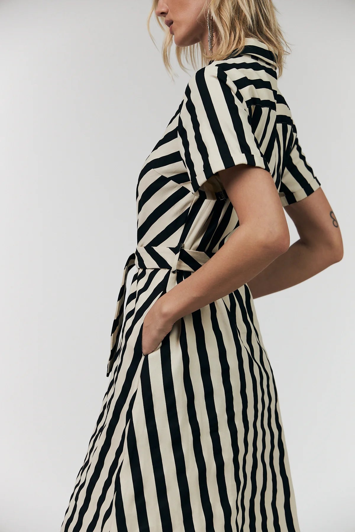 Lolly’s Laundry - Tulle Midi Dress Black Stripe