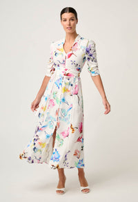 ONCE WAS - Xenia Yoke Linen Viscose Dress in Plume Blossom