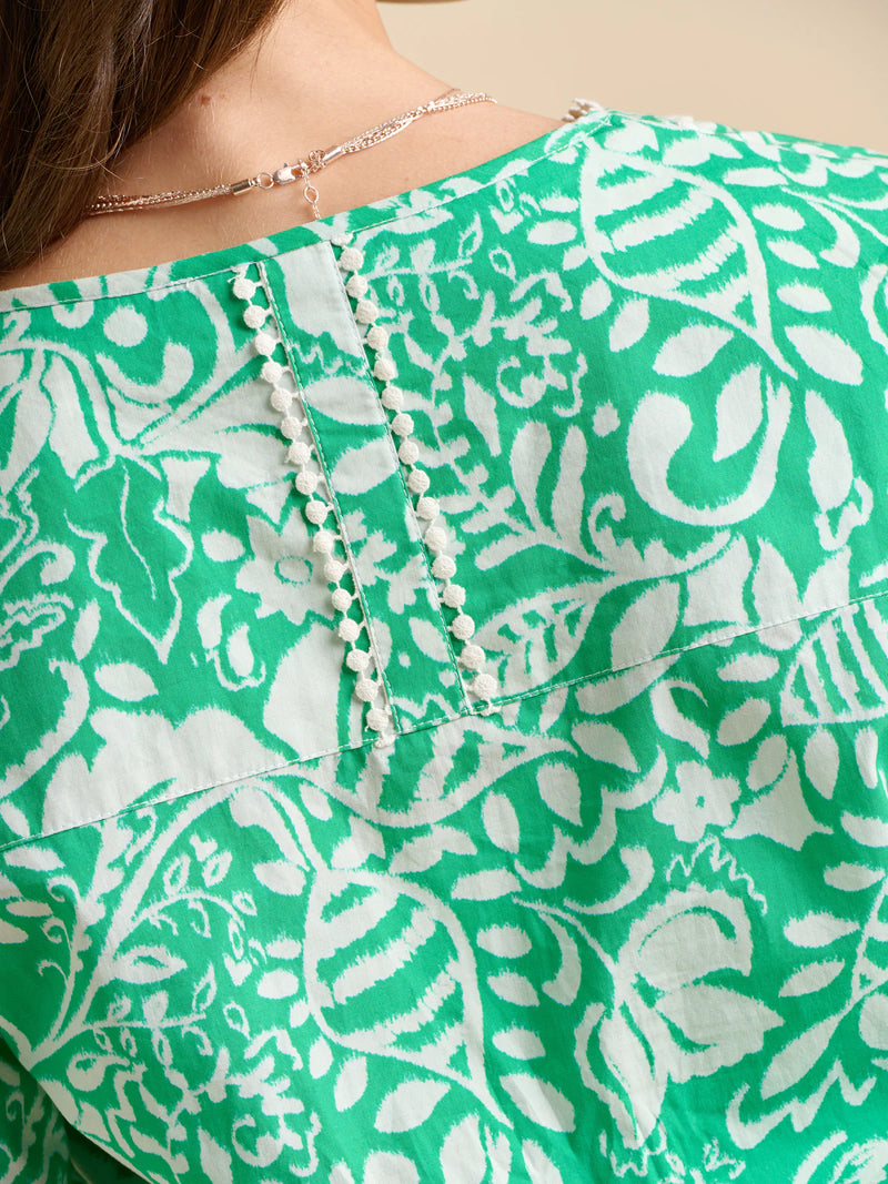 Brakeburn - Wildflower Green White Blouse