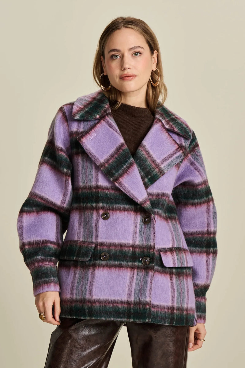 POM Amsterdam - Check Coat Brushed Lavender