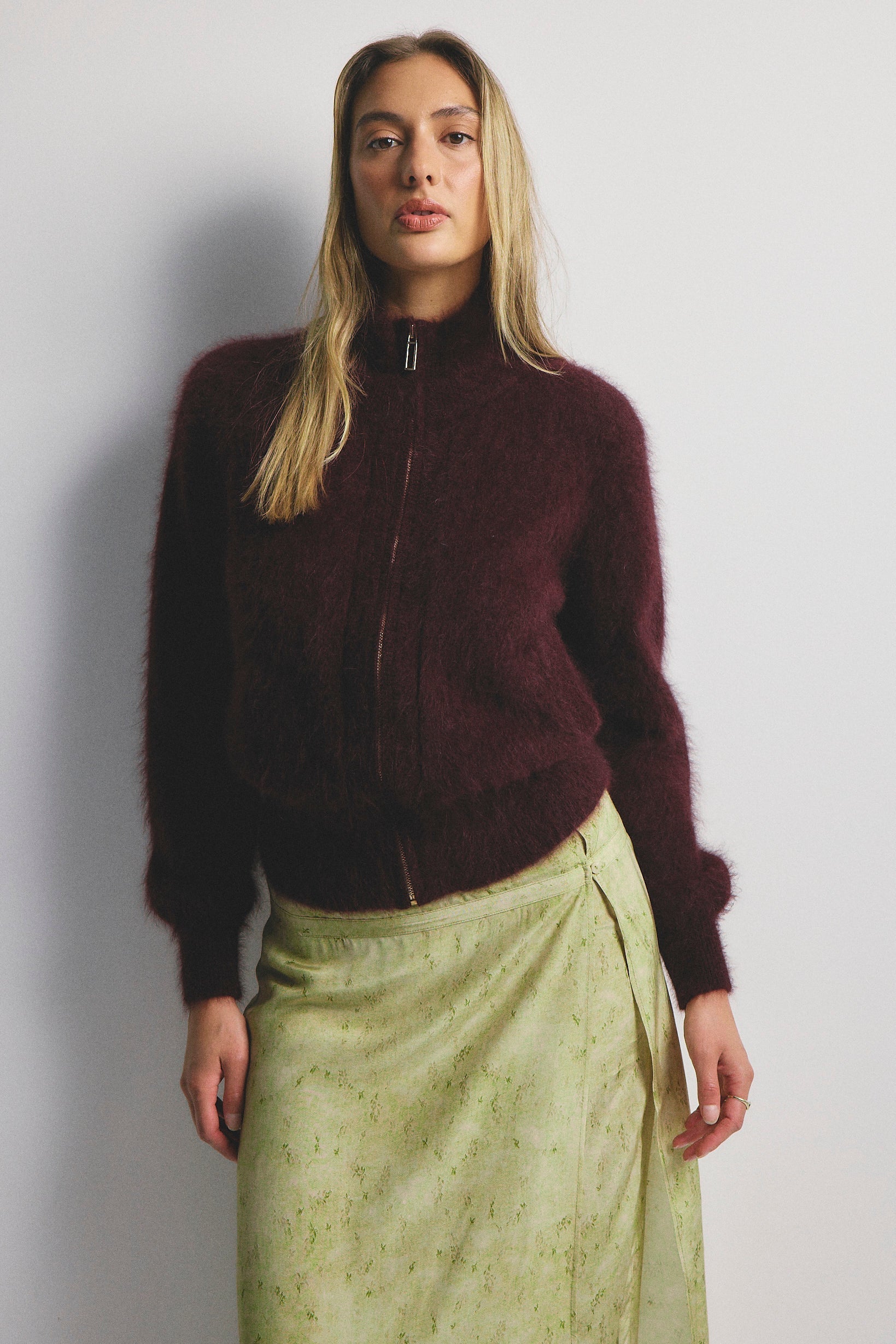 World of Nomads - Felix Zip Cardigan Bomber Aubergine