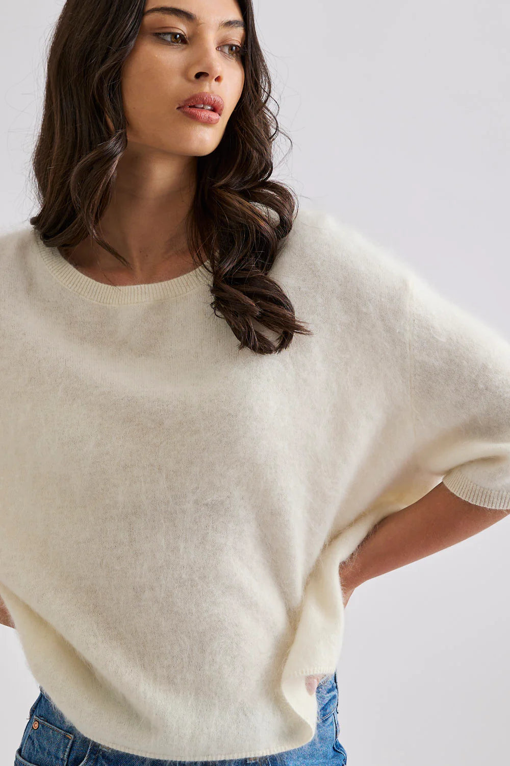 Mia Fratino - Eliza Brushed Tee Polar White