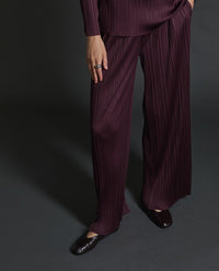 Yerse - Wide Leg Plisse Pant Aubergine