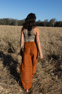 Cinnamon Sugar Linen Flare Pant