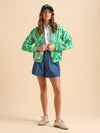 Brakeburn - Pin Tuck Bomber Jacket Green Wildflowers