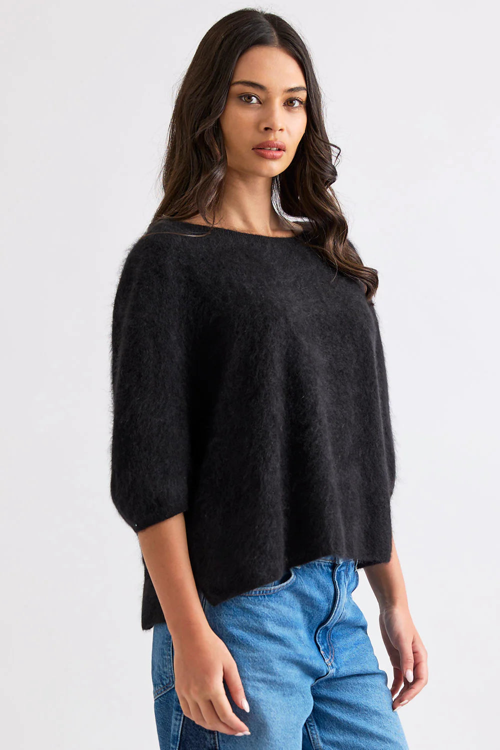 Mia Fratino - Eliza Brushed Tee Jet Black