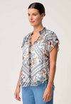 ONCE WAS - Calandra Viscose Yoryu Flutter Sleeve Top in Petinos Floros