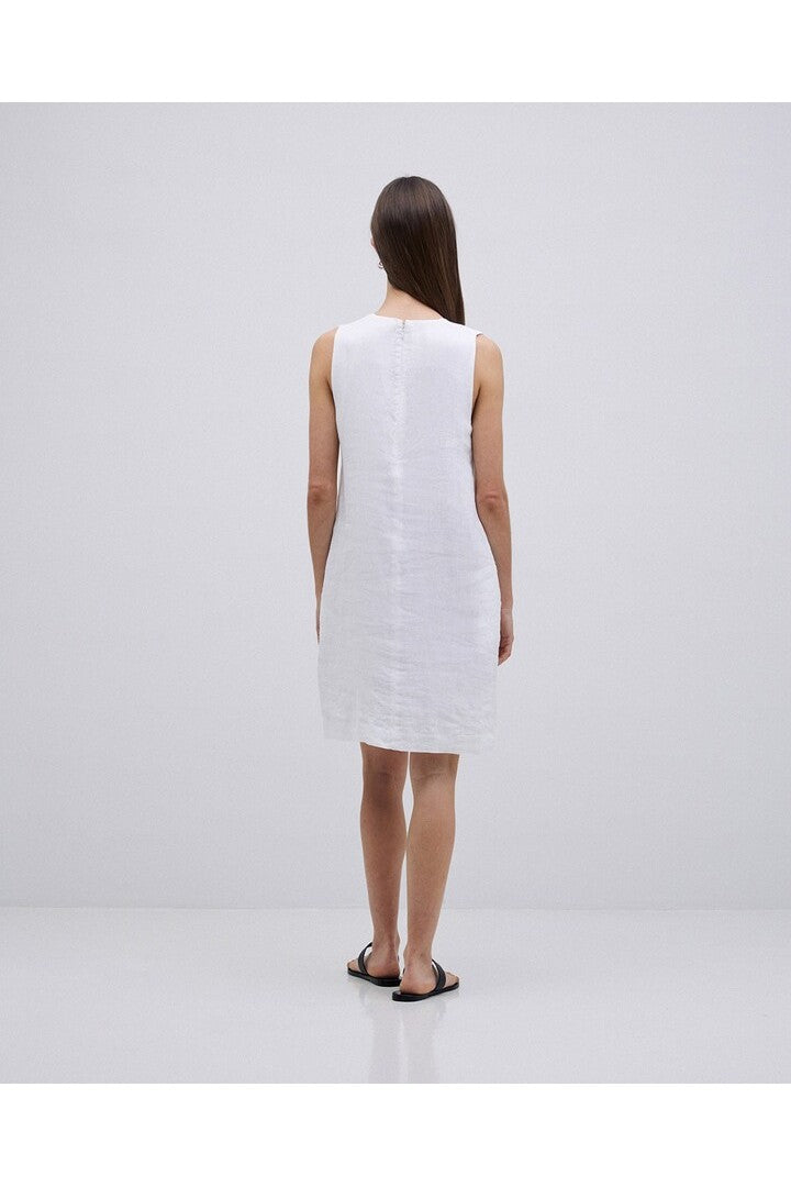 Yerse - Linen Shift Dress White