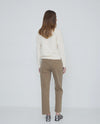 Yerse - Raw V-Neck Long Sleeve Fine Knit Top Ecru