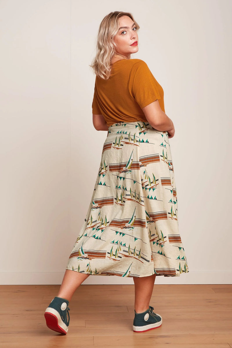 King Louie - Judy Midi Skirt Antibes Sailboat Print