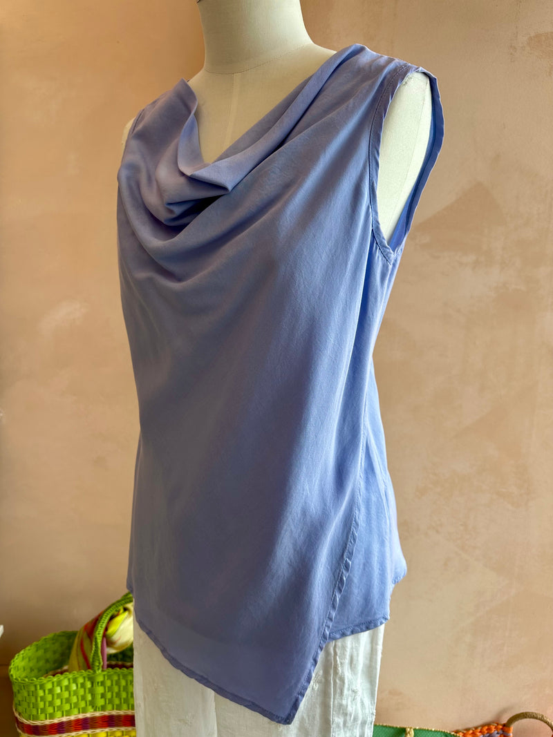 Blueberry Italia - Cowl Neck Lyocell Top Cornflower Blue