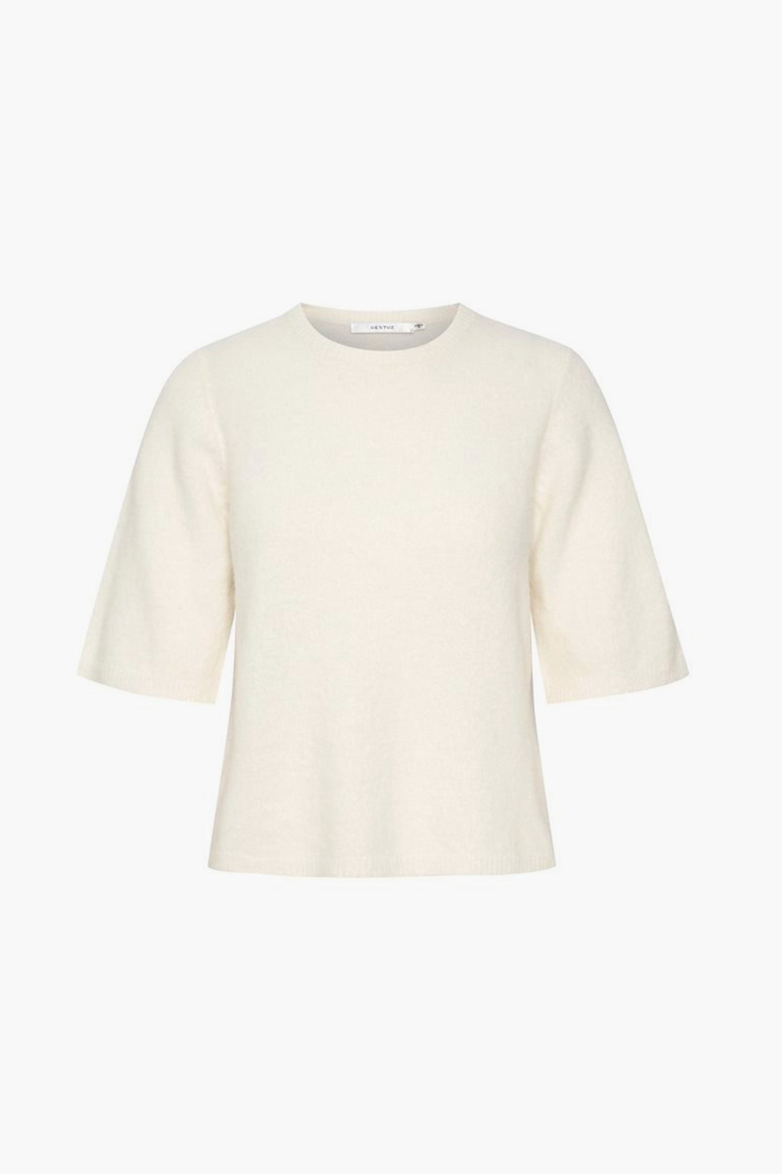 Gestuz - Alpha SS Crew Knit Top Ivory