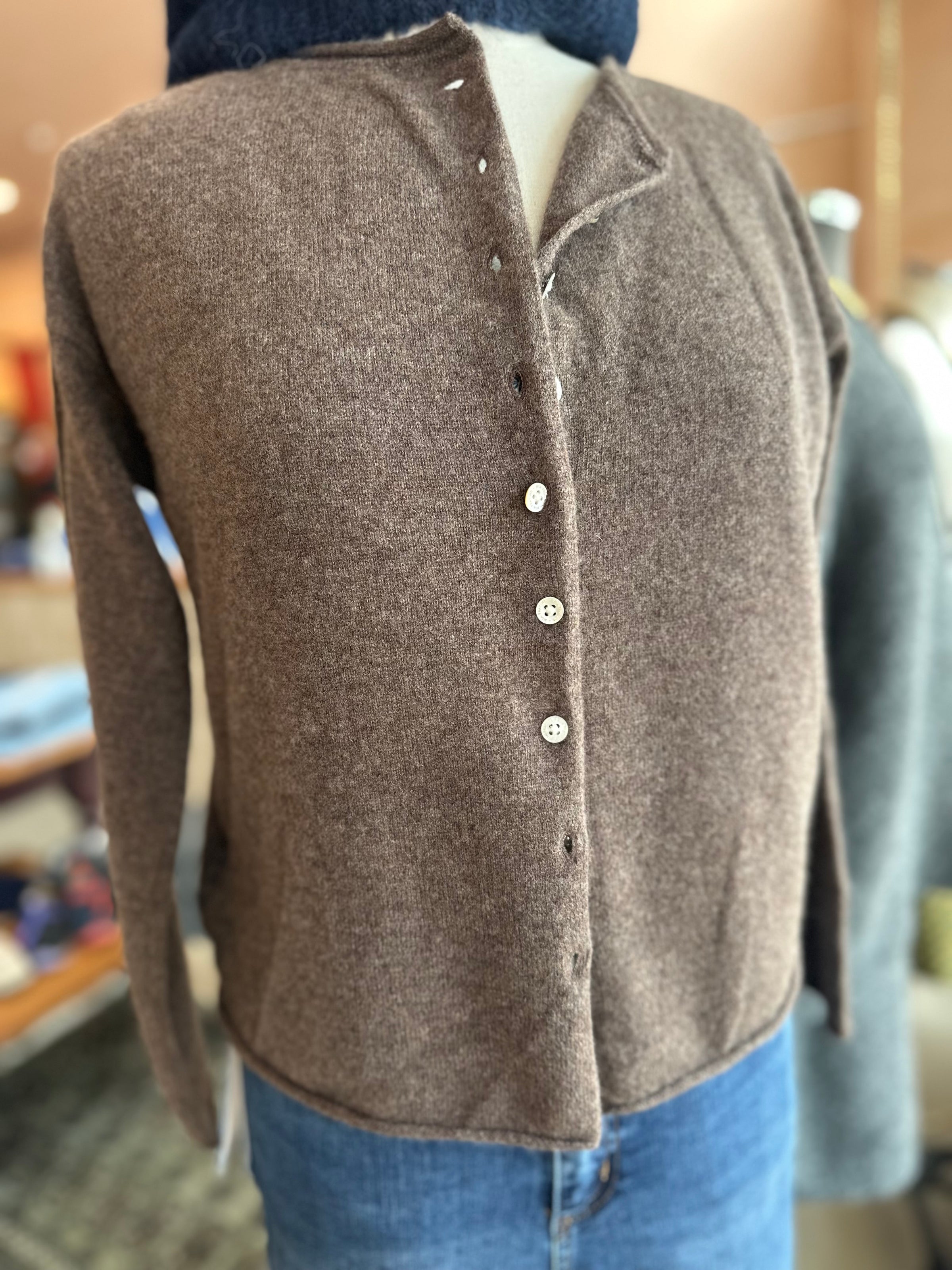 Mia Fratino - Reversible Button Cardigan Espresso