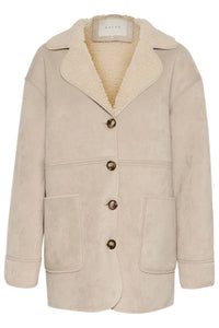 KAFFE - Berni Shearling  Jacket Feather Greige/Oat