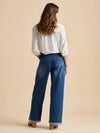 Brakeburn - White and Navy Embroidered Blouse