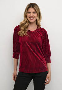 KAFFE - Caca Velvet Blouse Red