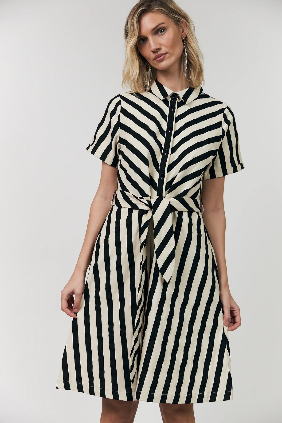 Lolly’s Laundry - Tulle Midi Dress Black Stripe