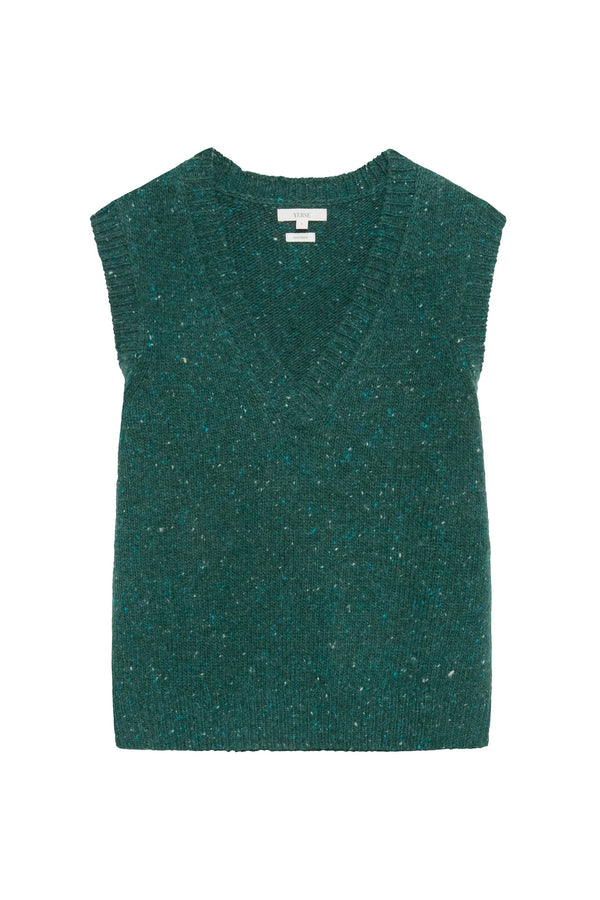 Yerse - V-Neck Vest Dark Forest Green