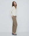 Yerse - Raw V-Neck Long Sleeve Fine Knit Top Ecru