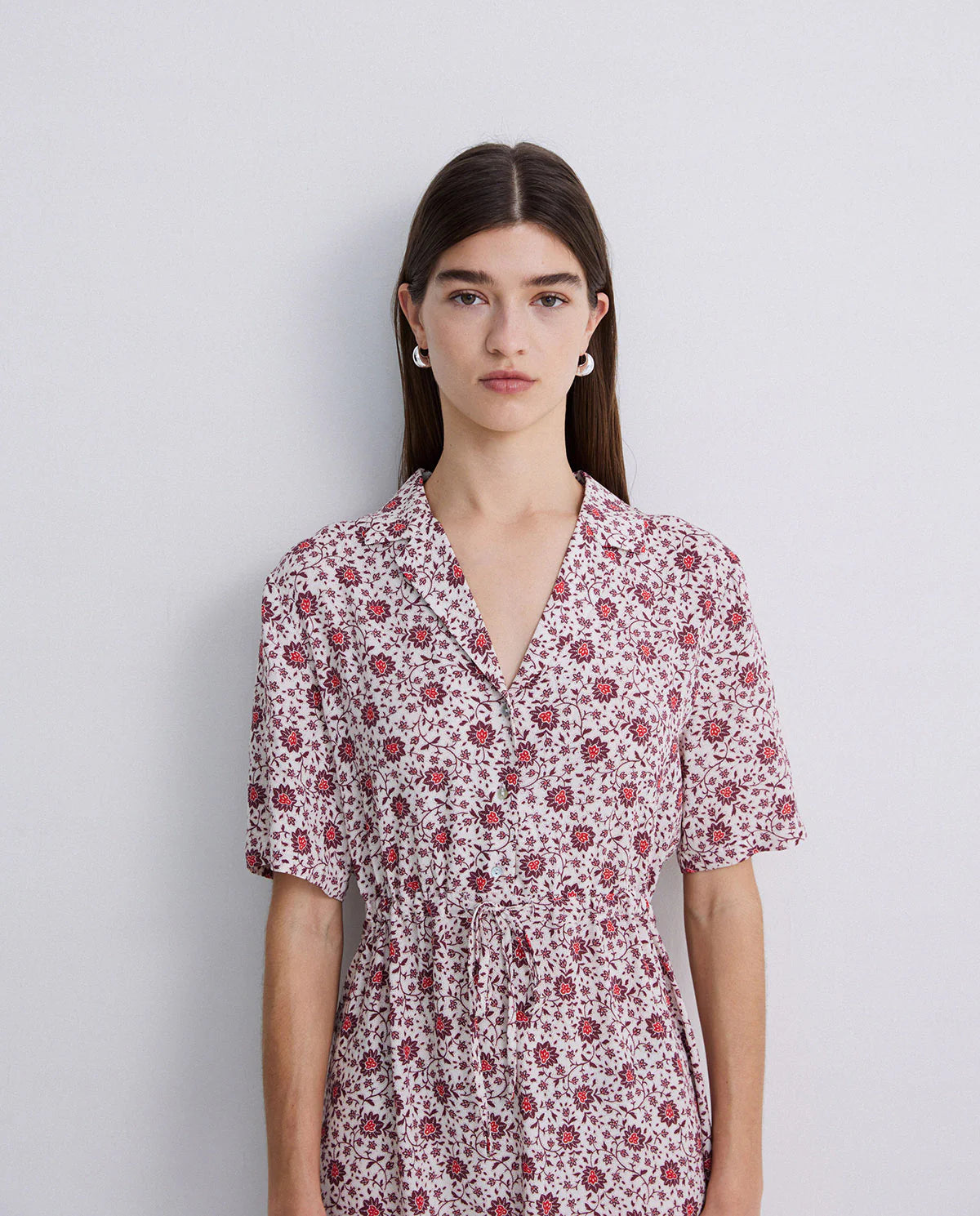 Yerse - Midi Short Sleeve Crepe Dress