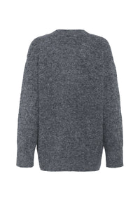 KAFFE - Trudy V Neck Pullover Knit Grey Melange