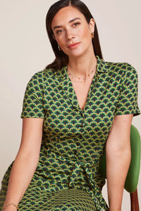 King Louie - Sheeva Midi Dress Touché Beacon Blue Green Print