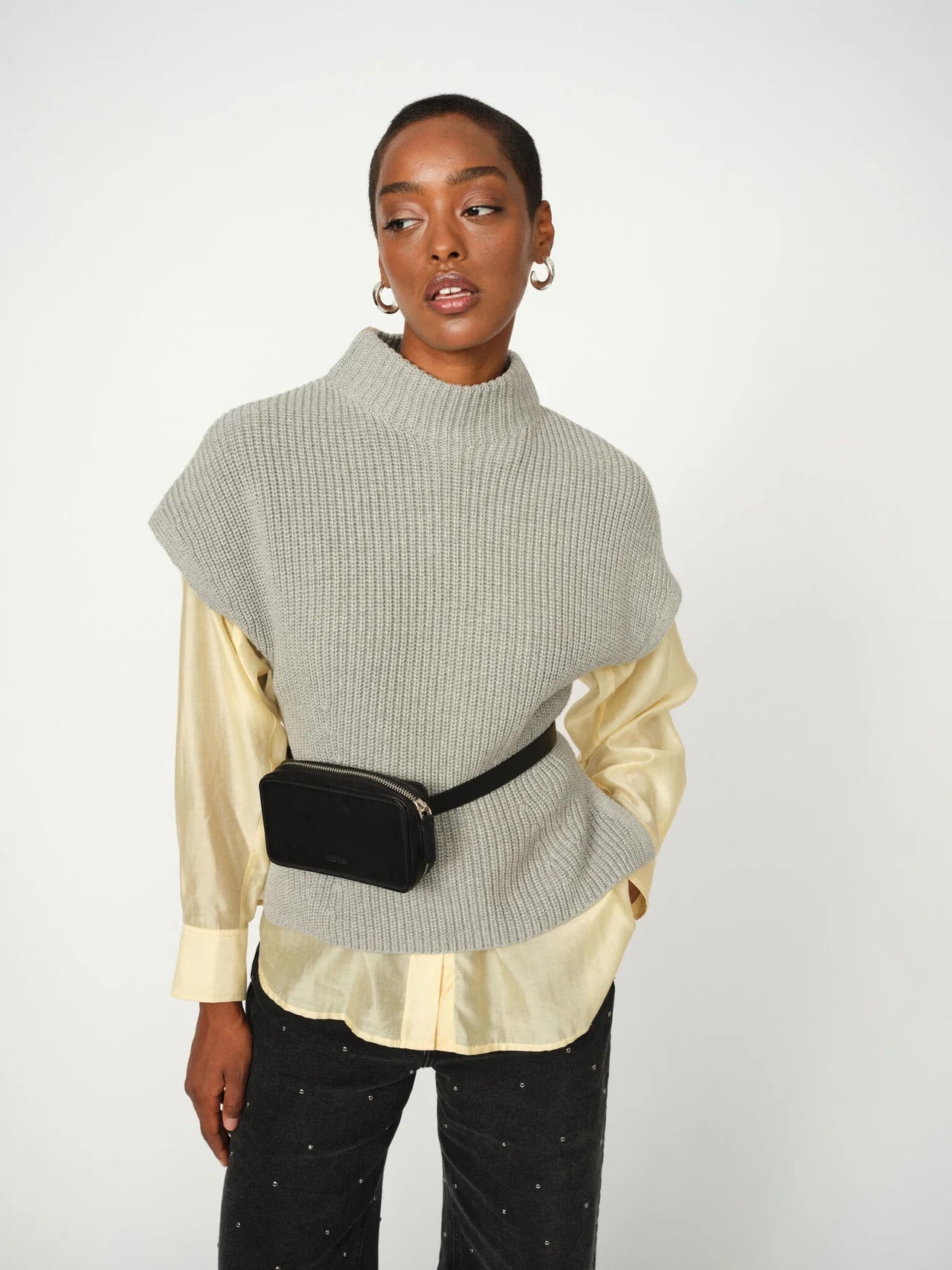Mos Mosh - Biola Bine Knit Vest Grey