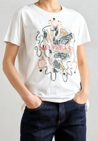 Mos Mosh - Hallin SS Deco Tee White O-Neck