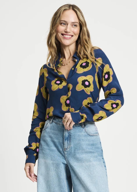 POM Amsterdam - Mila Fleurs Parfaites Blue Blouse