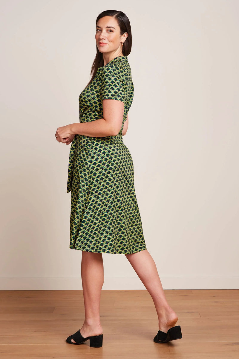 King Louie - Sheeva Midi Dress Touché Beacon Blue Green Print