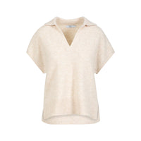 CC Heart - Emerie Knit Polo Top Off White Melange