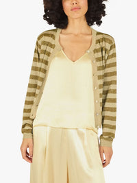 Traffic People - Tarnish Lurex Gold Stripe Cardigan