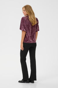 KAFFE - Elva V-Neck Velvet Blouse Tulipwood