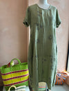 Blueberry Italia - Linen Tulip Dress Sage Print