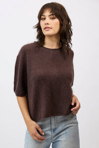 Mia Fratino - Eliza Brushed Tee Dark Chocolate